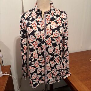 Women’s Blouse Shirt Top Button Up Viscose Long Slv Collar Size 10 (EU 40)